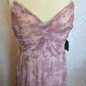 adrianna papell printed ruched chiffon gown